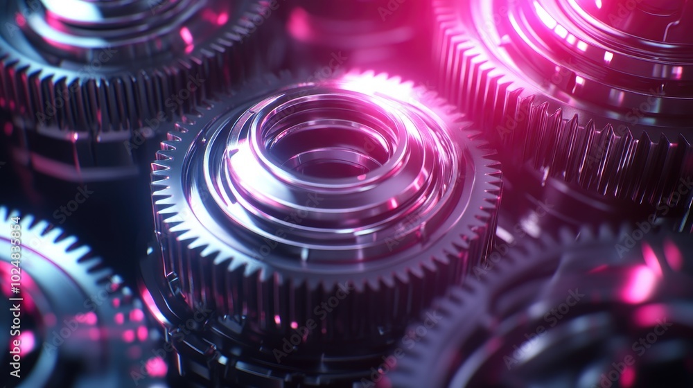 Poster a series of complex gears turning seamlessly, illustrating the smooth integration of business proces
