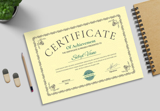 Certificate Of Achievement Layout