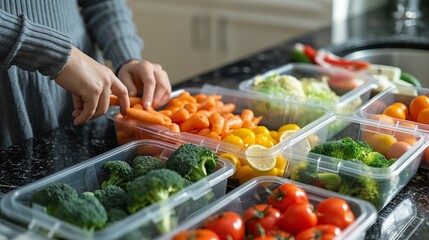 Obraz premium woman packing healthy snacks for her kids, ensuring they have nutritious