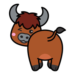 Cute Buffalo Cartoon Illustration