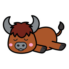 Cute Buffalo Cartoon Illustration