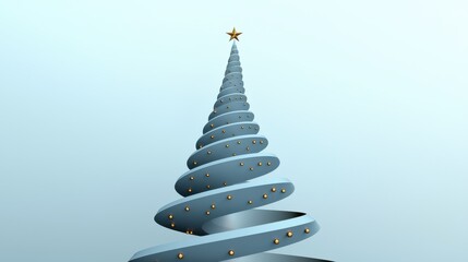 Minimalist Spiral Christmas Tree with Star Topper on Light Background