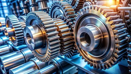 Close-up of interlocking metal gears, showcasing industrial machinery details.