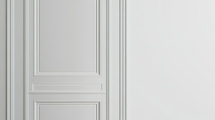 Close-up of a white door on a white backdrop with plenty of empty space for copy, perfect for minimalistic themes