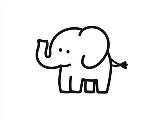 Obraz premium Elephant, cartoon animal, wild animal, zoo, coloring book, hand drawn, illustration, wearing white