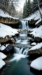 waterfall in the snow