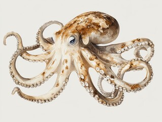 Obraz premium An illustration of a cute octopus isolated on a white background in watercolor