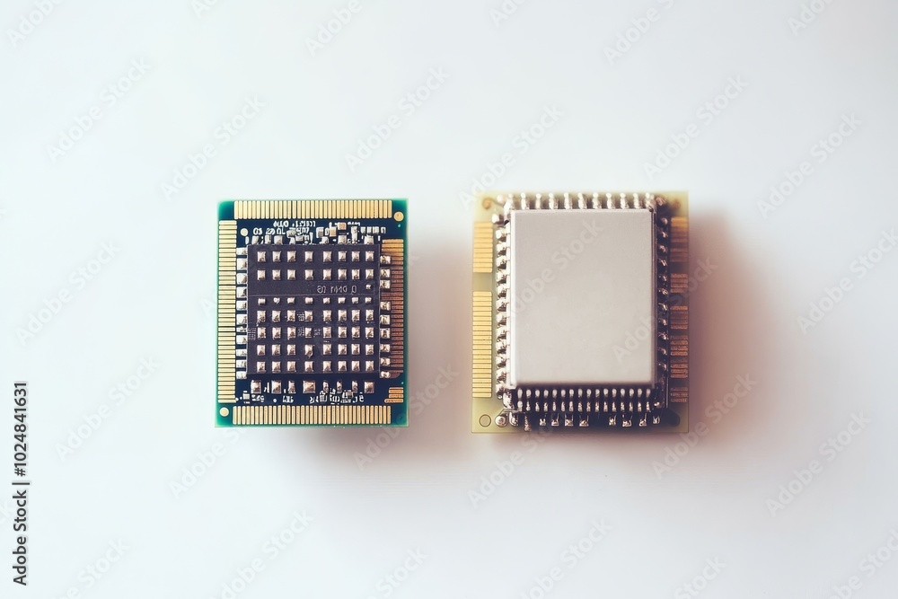 Poster a white background with an isolated cpu font and its backside