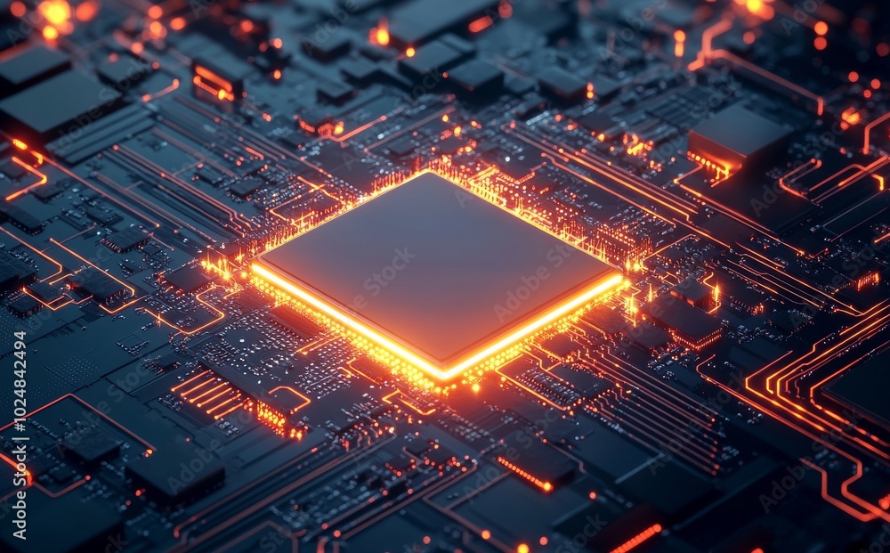 Poster 3d rendering and concept image of central computer processors and cpus.
