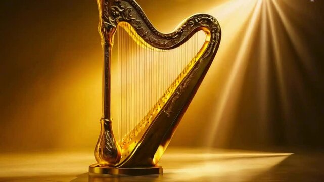 harp on black background