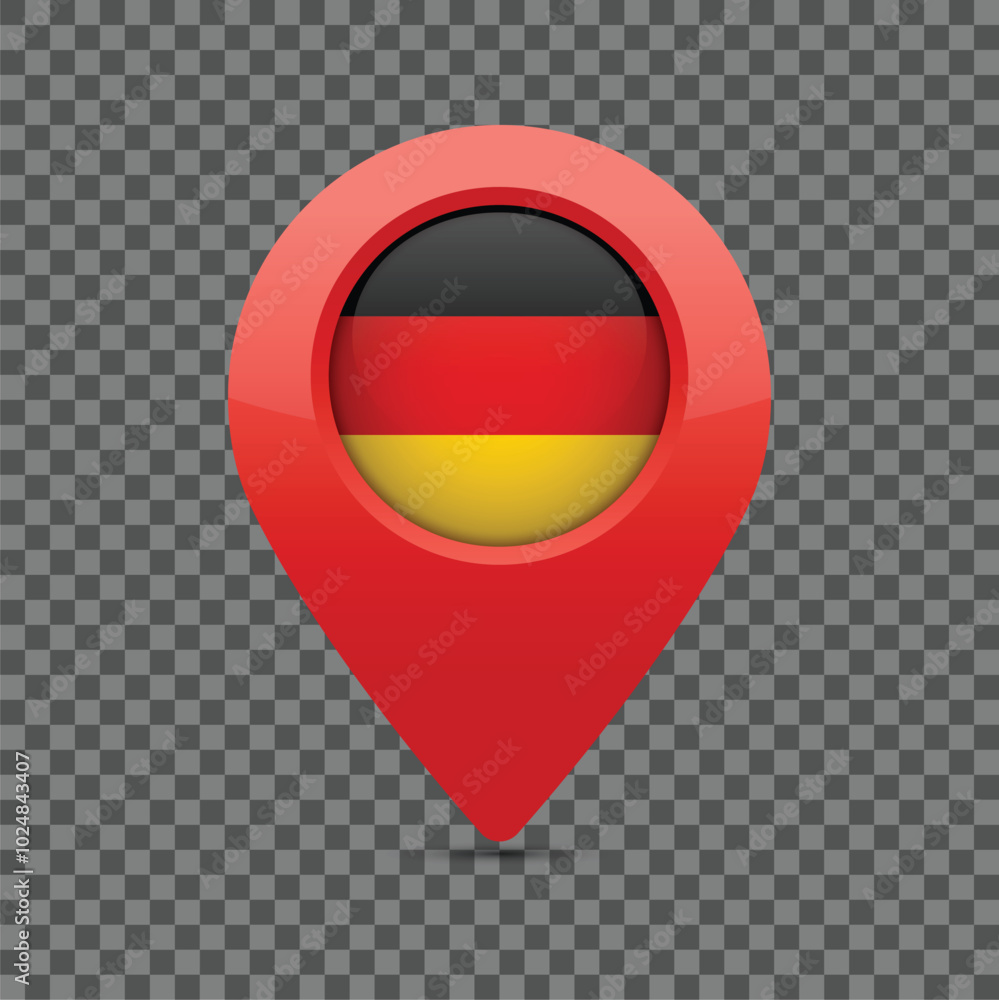 Poster german flag pin for maps and navigation systems to mark current location. user interface icon design