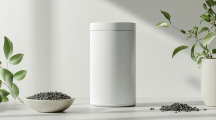 Tea Packaging Mockup with Blank Space for Branding Design in a Refreshing Background