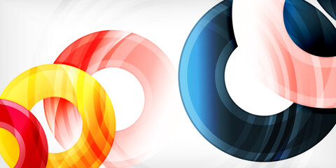 Bright colorful circles with light effects. Abstract background