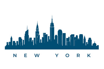 Obraz premium Monochrome skyline silhouette of New York City