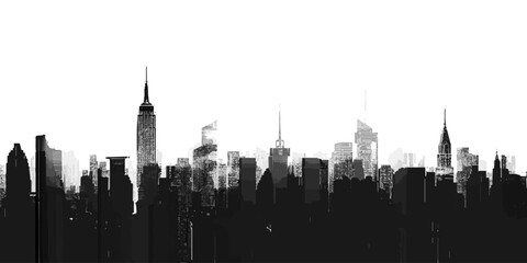 Obraz premium Monochrome New York city skyline with smudge texture effect