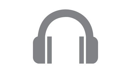 This flat gray icon of over-ear headphones, commonly used to represent audio content or listening experiences.