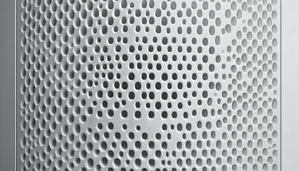 White surface with a pattern of small, round holes.