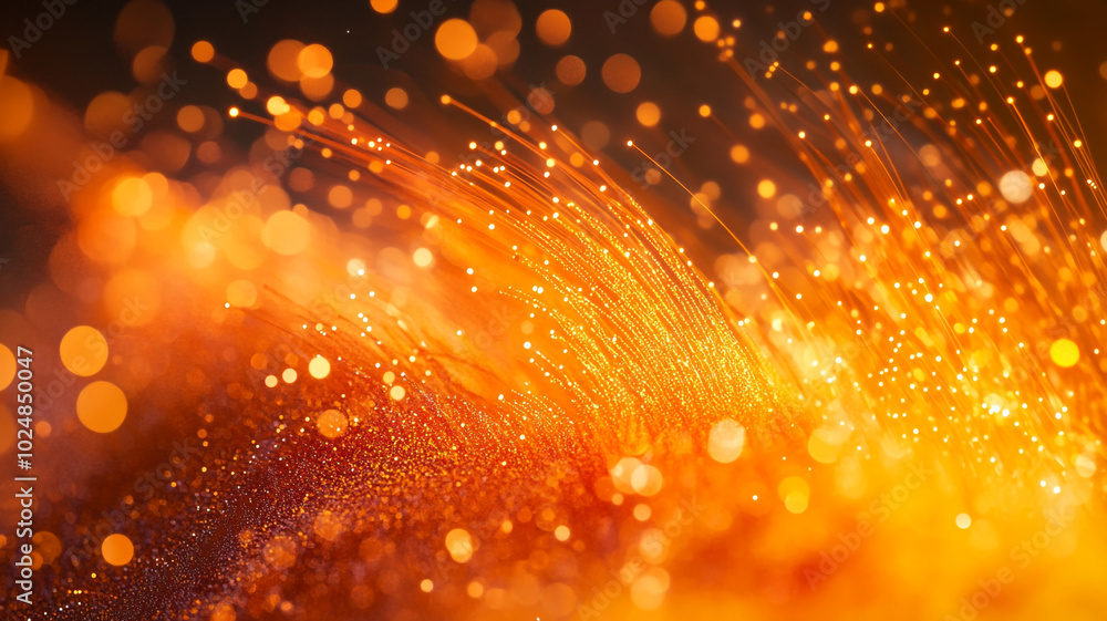 Poster vibrant orange sparks and glowing particles create an artistic display of light and color
