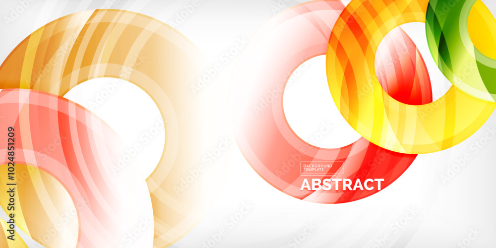 Poster bright colorful circles with light effects. abstract background