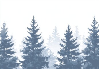 Obraz premium This watercolor spruce forest in the fog is a seamless pattern.