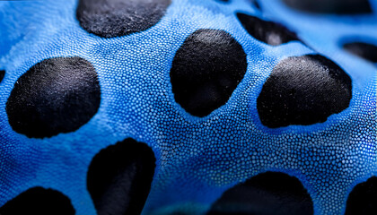Blue and black poison dart frog skin texture