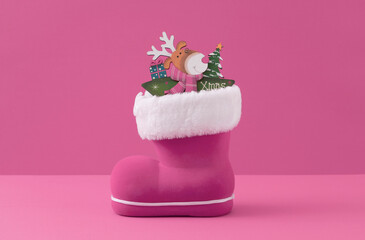 Christmas decorations and Christmas shoe, Santa Claus boot. クリスマスの飾り、クリスマスの靴、サンタクロースの長靴。