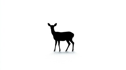 Obraz premium A lone deer in black silhouette, its graceful form boldly contrasting with a clean white backdrop in a simple, powerful scene.