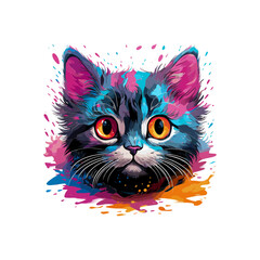 A dreamy watercolor illustration of a cat in soft pastel hues. This delicate feline portrait evokes a sense of calm and beauty, perfect for use in home decor, art prints, or animal-themed designs.