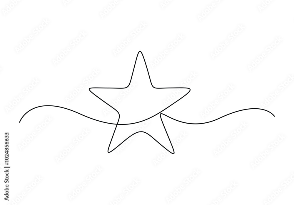 Poster hand draw doodle stars in one continuous line arts style vector, star continuous single line drawing