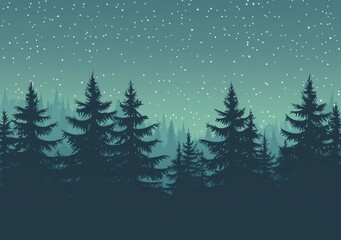 Fototapeta premium Forest during winter. Snow falling in the air during Christmas. Weather during the new year. Background