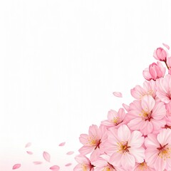 Fototapeta premium Pink cherry blossoms on a white background.