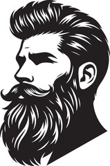 Bearded man silhouette. Handsome bearded man