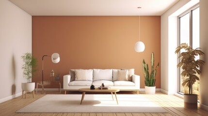 Modern Living Room with Minimalist Decor and a Touch of Nature