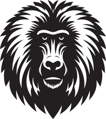 Baboon head silhouette black vector