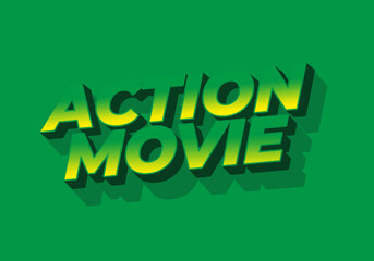 Action movie. Text effect in 3D look with modern colors