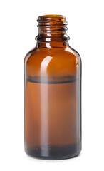 Essential oil in bottle isolated on white