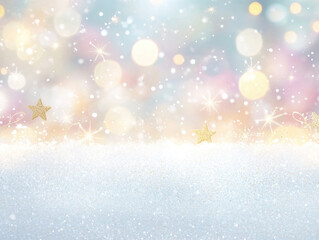 Naklejka premium Magical Winter Scene with Falling Snow and Star Accents