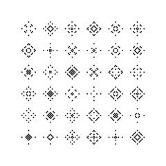 Fototapeta premium Set of 16 geometric figure. Abstract minimalistic geometric shape from black circles. Modern linear element of style and graphic geometric figure.
