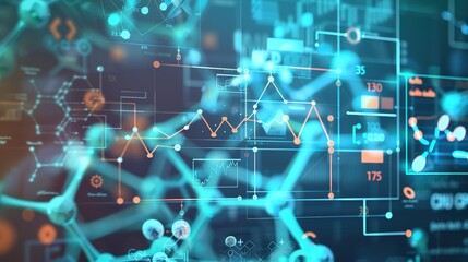 Close-up digital screen showing line graph with upward and downward trends, symbolizing cancer research progress and setbacks, medical charts and scientific symbols in background.