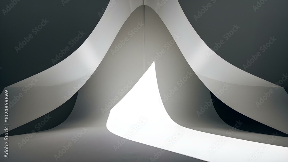Aufkleber abstract geometric design featuring curved white shapes illuminated by soft light, creating a modern