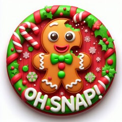 gingerbread man wreath vector greeting card, gingerbread man Wreath, Christmas Wreath, cut-out, png, clipping path, merry christmas wreath design, oh snap wreath