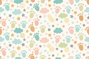Seamless Baby Footprints Vector Pattern for Nursery Decor and Crafts