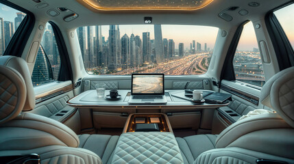 interior of an autonomous car, concept of mobility of the future