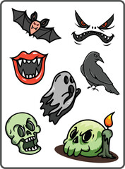 Art & Illustration Happy Halloween Day element background vector. Adorable halloween festival illustration elements for decoration, prints