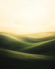 Obraz premium Sunset over a green field with a beautiful sky, clouds, and sunlight illuminating the countryside landscape