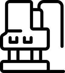 Obraz premium Electric concrete vibrator with flexible shaft working on building foundation, simple black and white line art vector icon