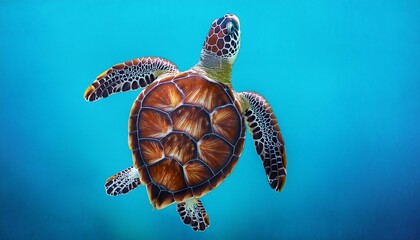 stylized sea turtle illustration on blue background