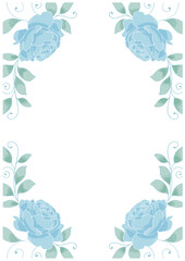 青いバラのかわいいフレーム