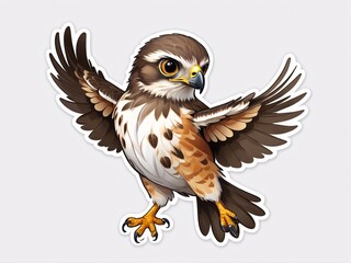 Sticker a cute baby hawk dance white background generative ai