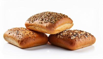 stack of breads with seeds isolated on white background